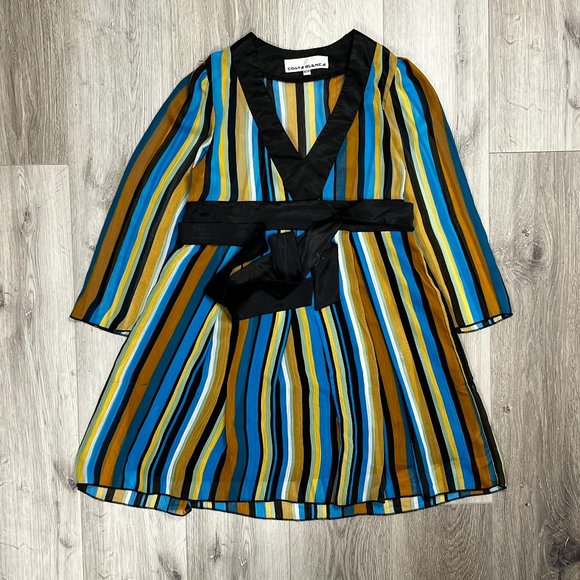 Women's Vintage Costa Blanca Multicolour Stripes Medium Dress - Picture 1 of 5